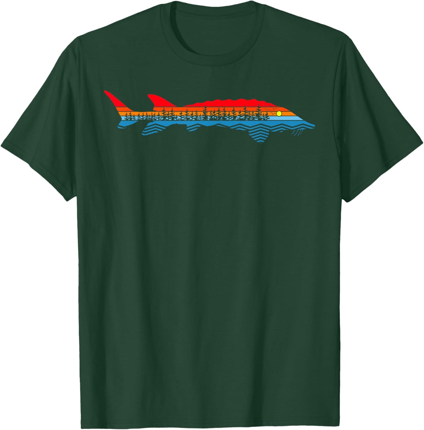 Vintage Nature Outdoor Fishing - Fisher Sturgeon Fish T-Shirt - T-Shirt | Forest