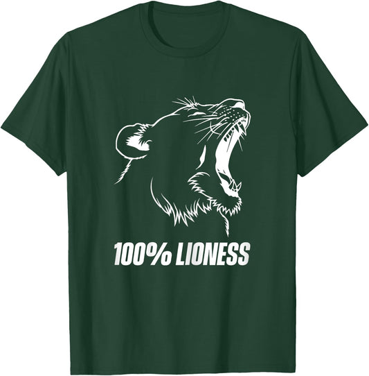 100% Lioness Gym Motivation Apparel Funny Inspiration Lion T-Shirt - T-Shirt | Forest