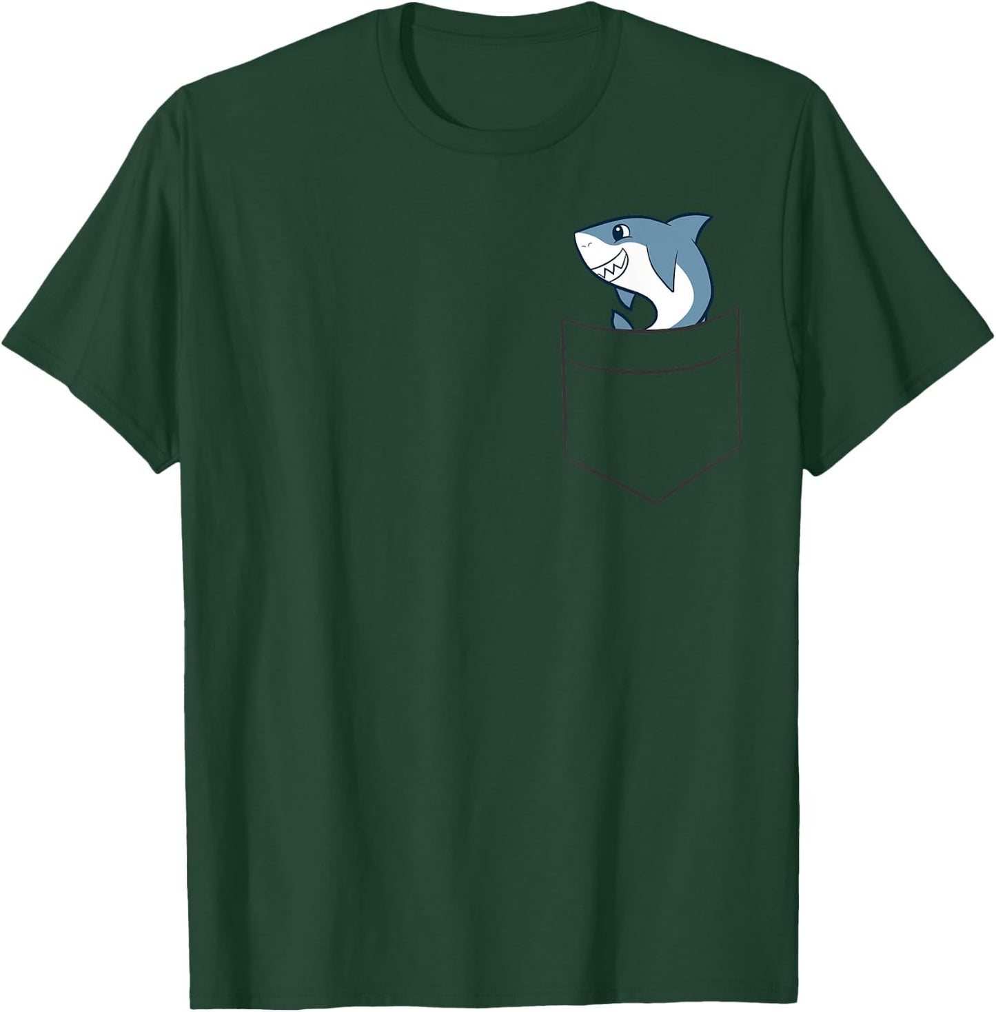 Shark In a Pocket Cute Pocket Shark T-Shirt - T-Shirt | Forest