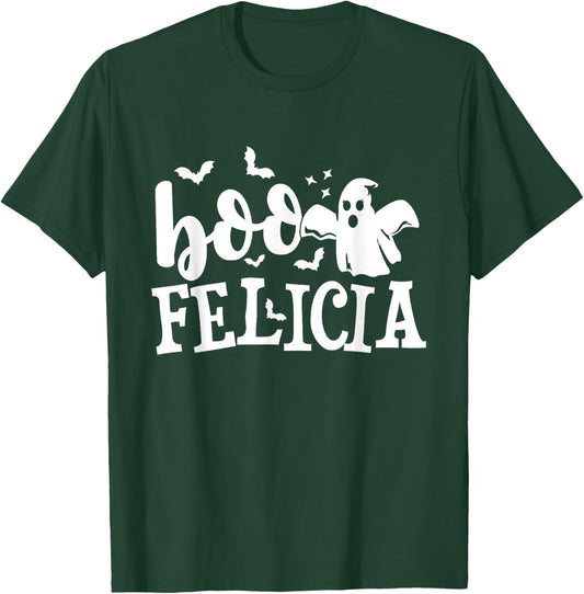 Boo Felicia - Halloween Ghost Bat Pun T-Shirt - T-Shirt | Forest