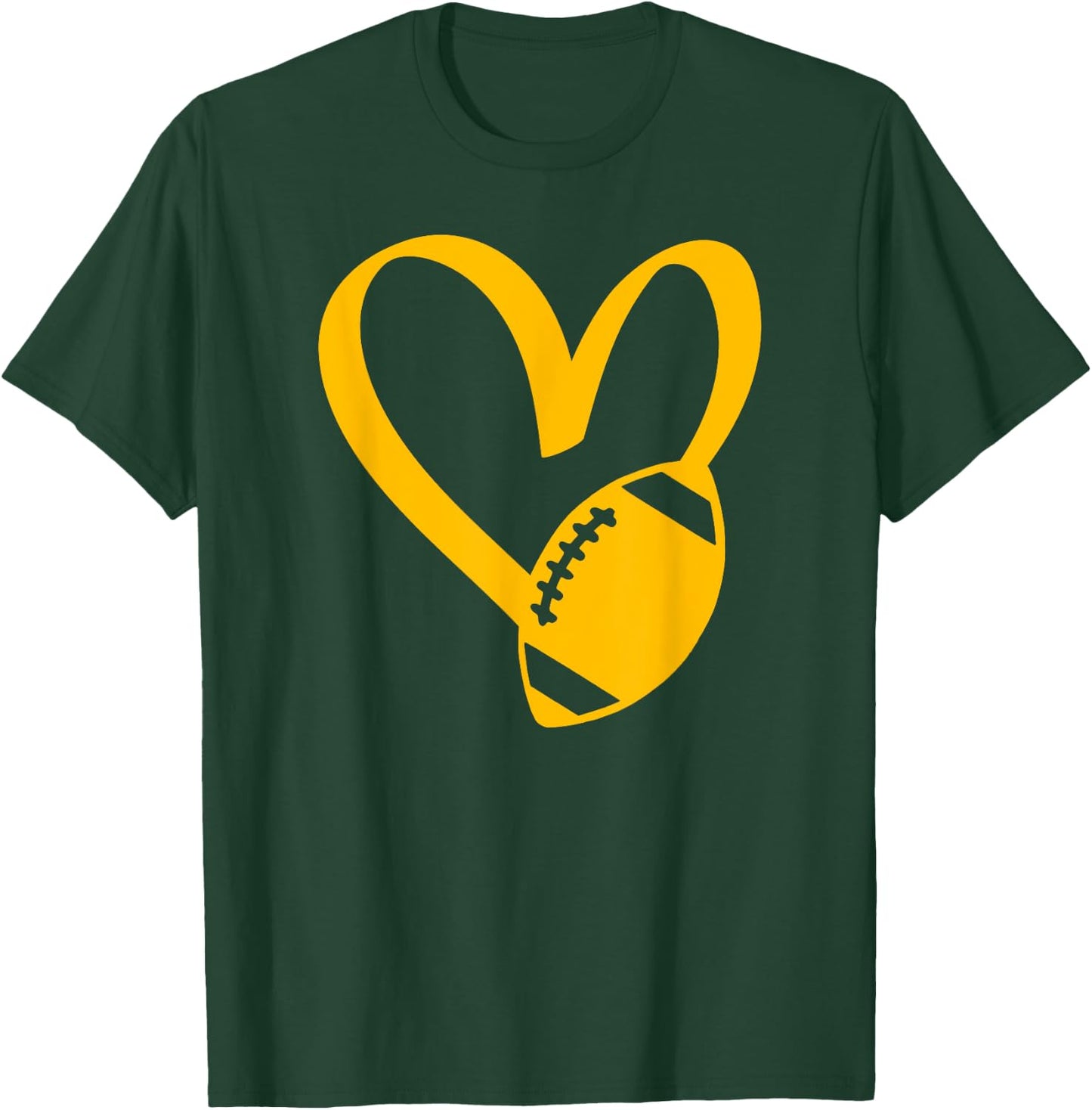 Threadrock Football Heart , -Adults, Black, Small, Short Sleeve, Classic Fit T-Shirt - T-Shirt | Forest
