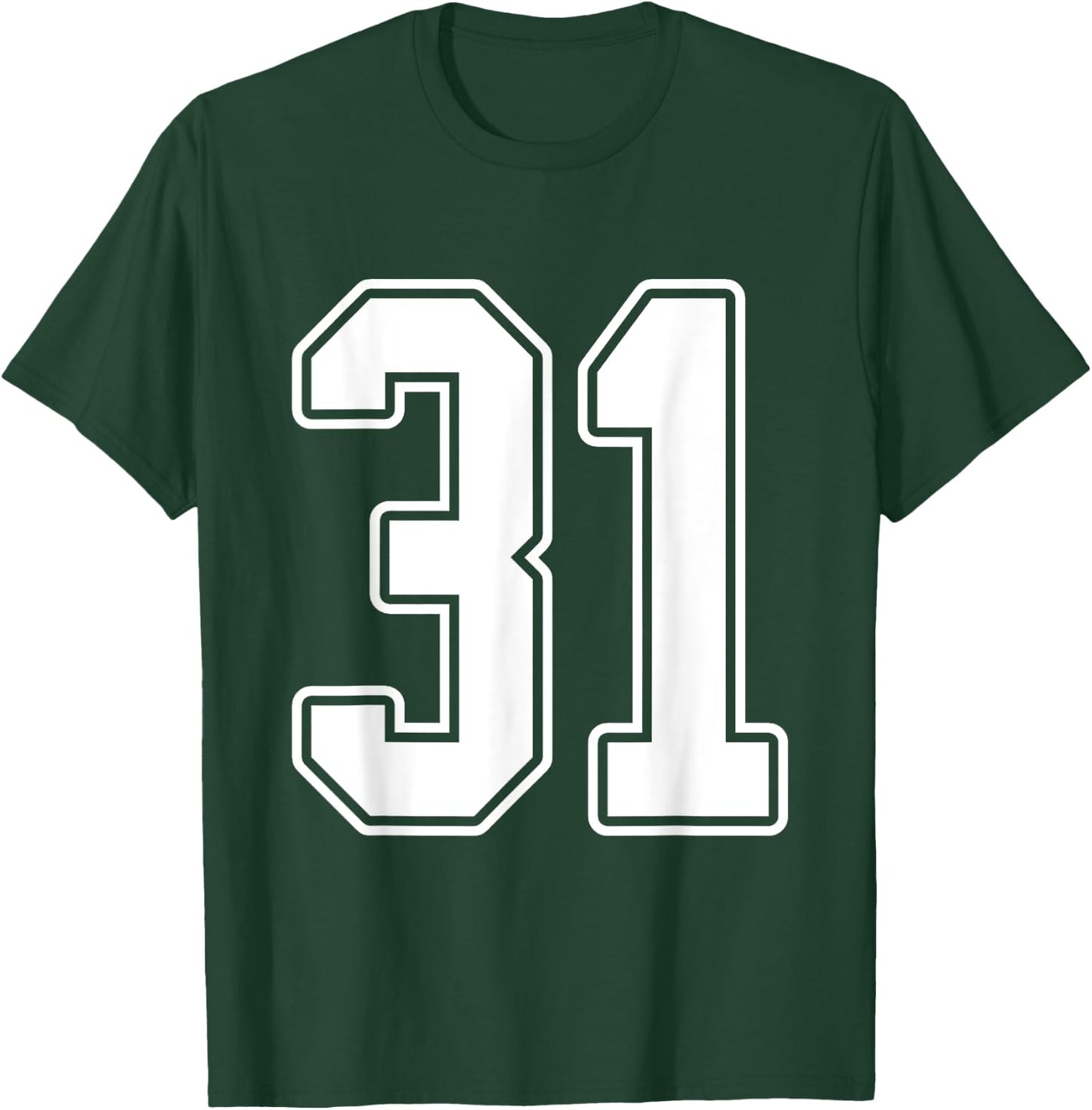 #31 White Outline Number 31 Sports Fan Jersey Style T-Shirt - T-Shirt | Forest