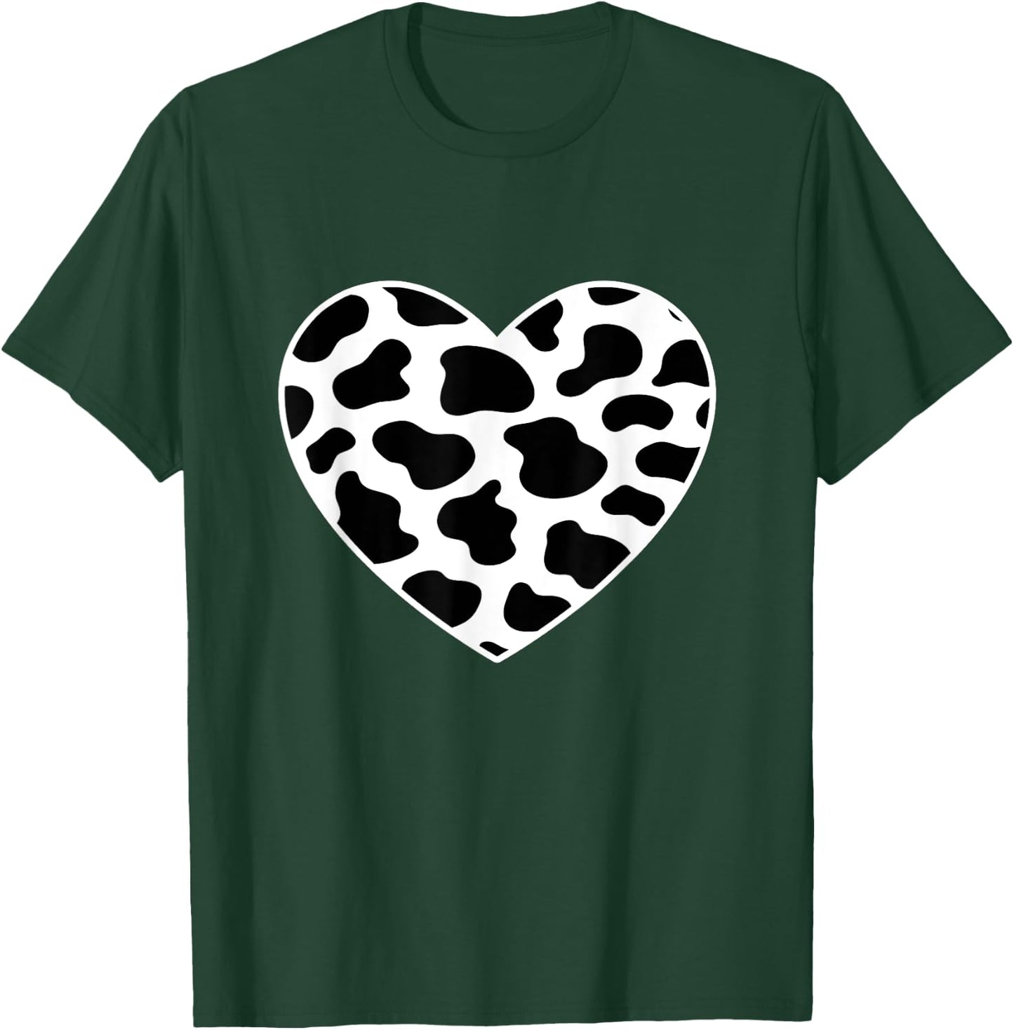 Cow Print Heart Cow Mom Mommy Dad Cow Lover Women Men Farmer T-Shirt - T-Shirt | Forest