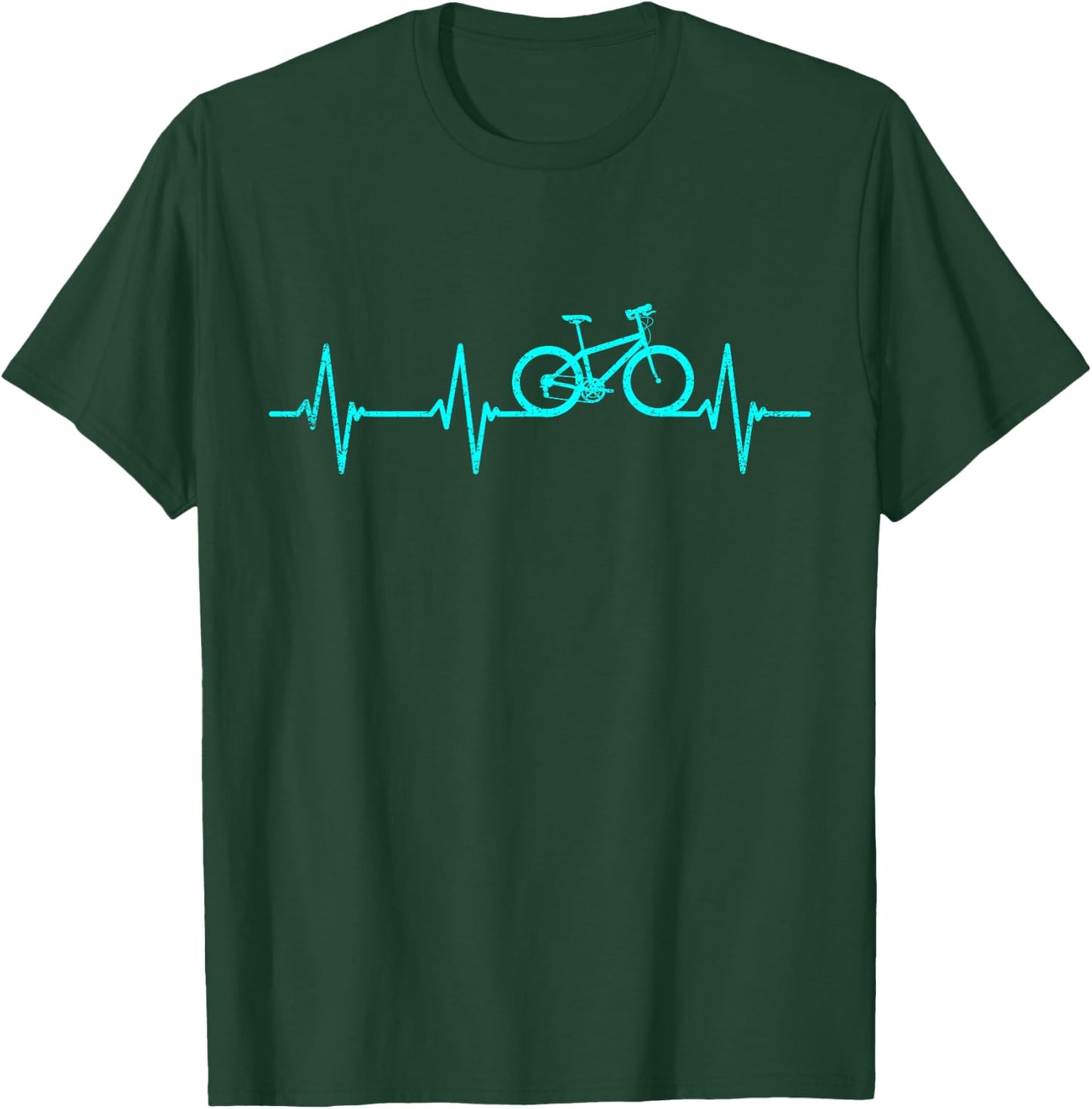 Mountain Biking Heartbeat Clothing Cyclist Cool Cycling Gift T-Shirt - T-Shirt | Forest