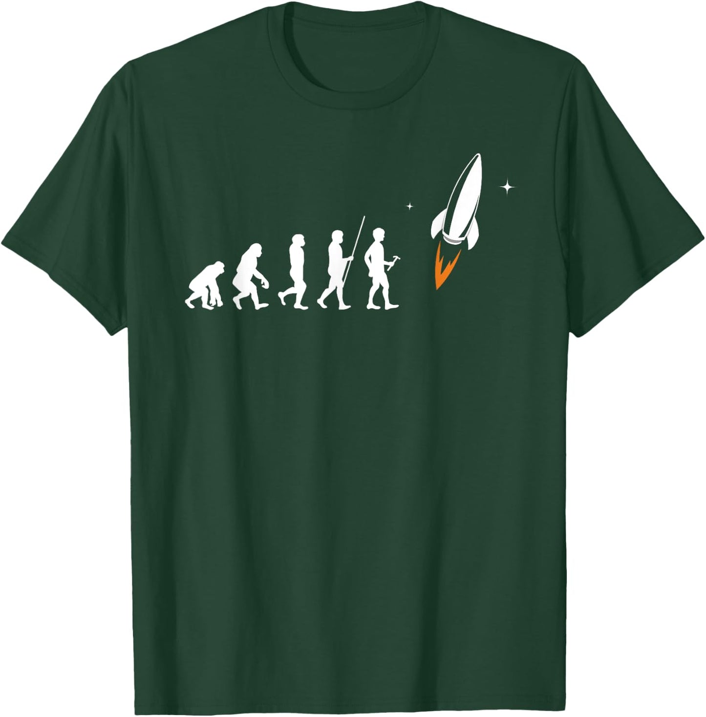 Human Evolution Monkey to Man to Rocket - Space Exploration T-Shirt - T-Shirt | Forest