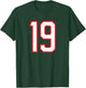 Number #19 White Red Sports Team Varsity Number T-Shirt - T-Shirt | Forest
