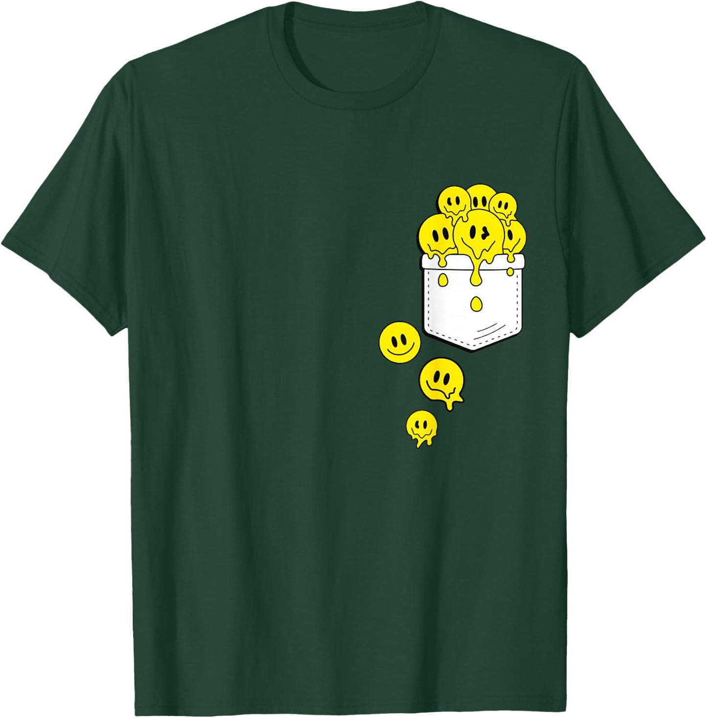 Pocket Yellow Smile Faces Melting Happiness Graphic Designs T-Shirt - T-Shirt | Forest