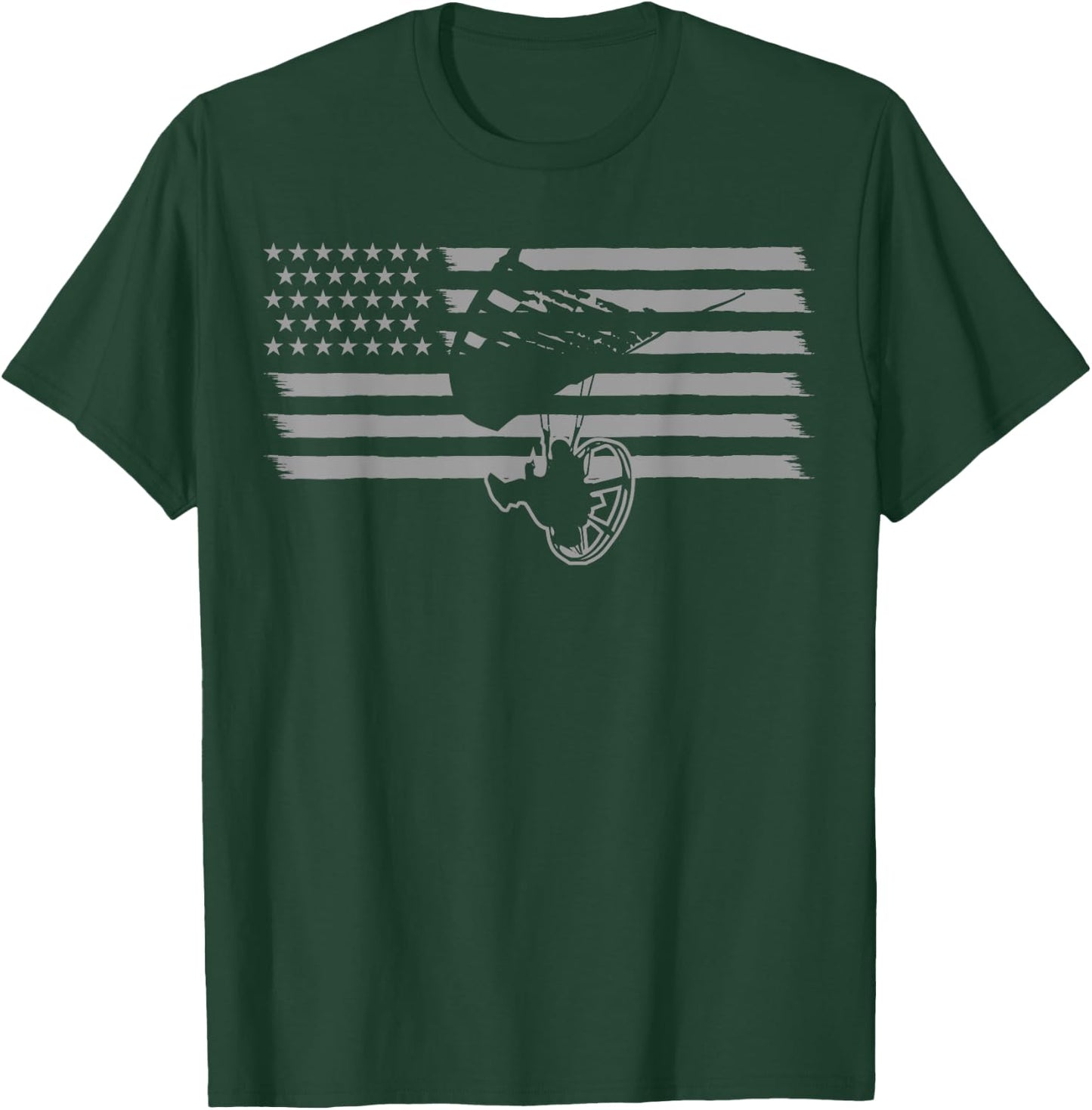 Paramotor Powered Paraglider USA American Flag T-Shirt - T-Shirt | Forest