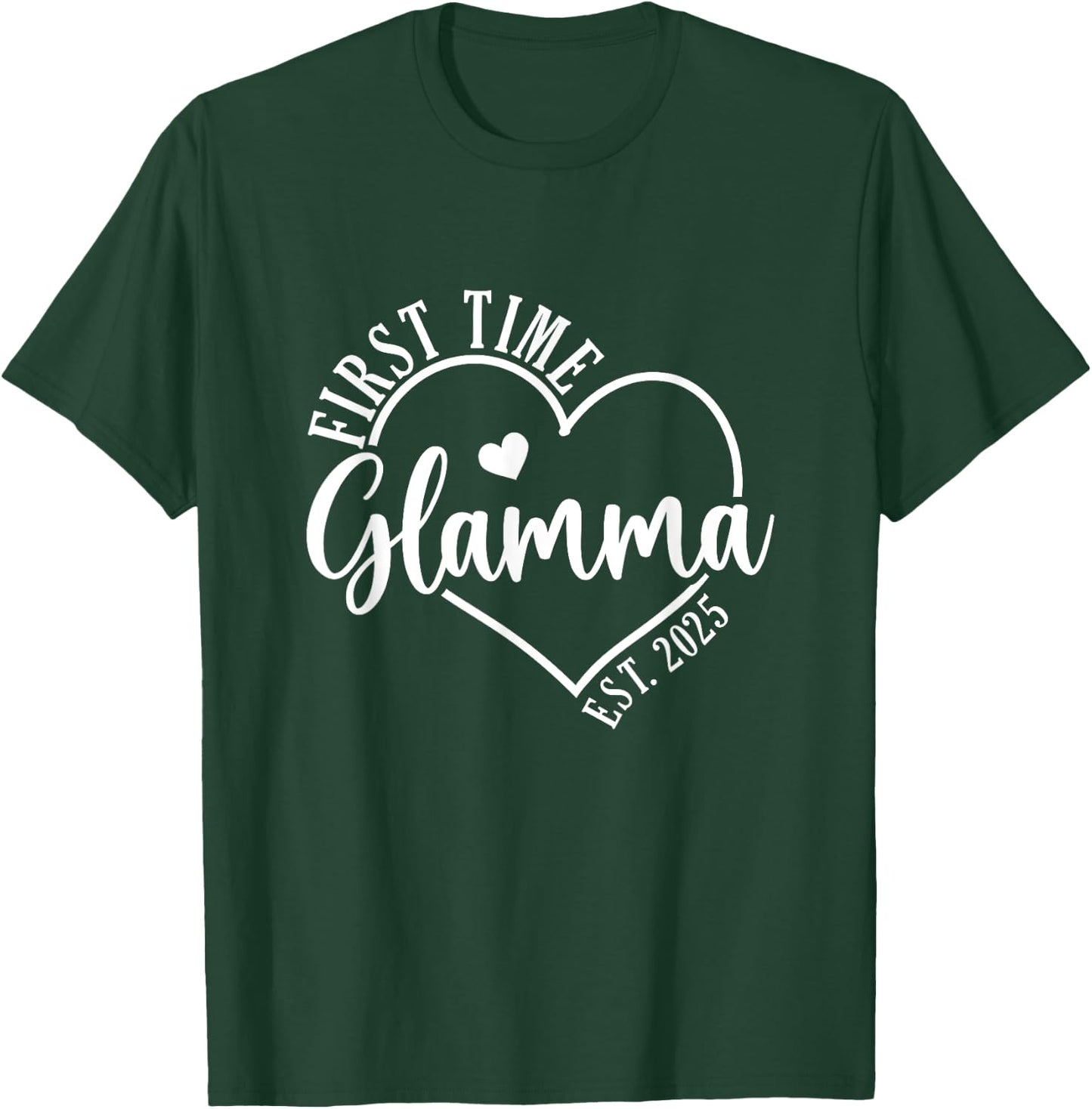 First time Glamma Est 2025 Grandparents Baby Announcement T-Shirt - T-Shirt | Forest