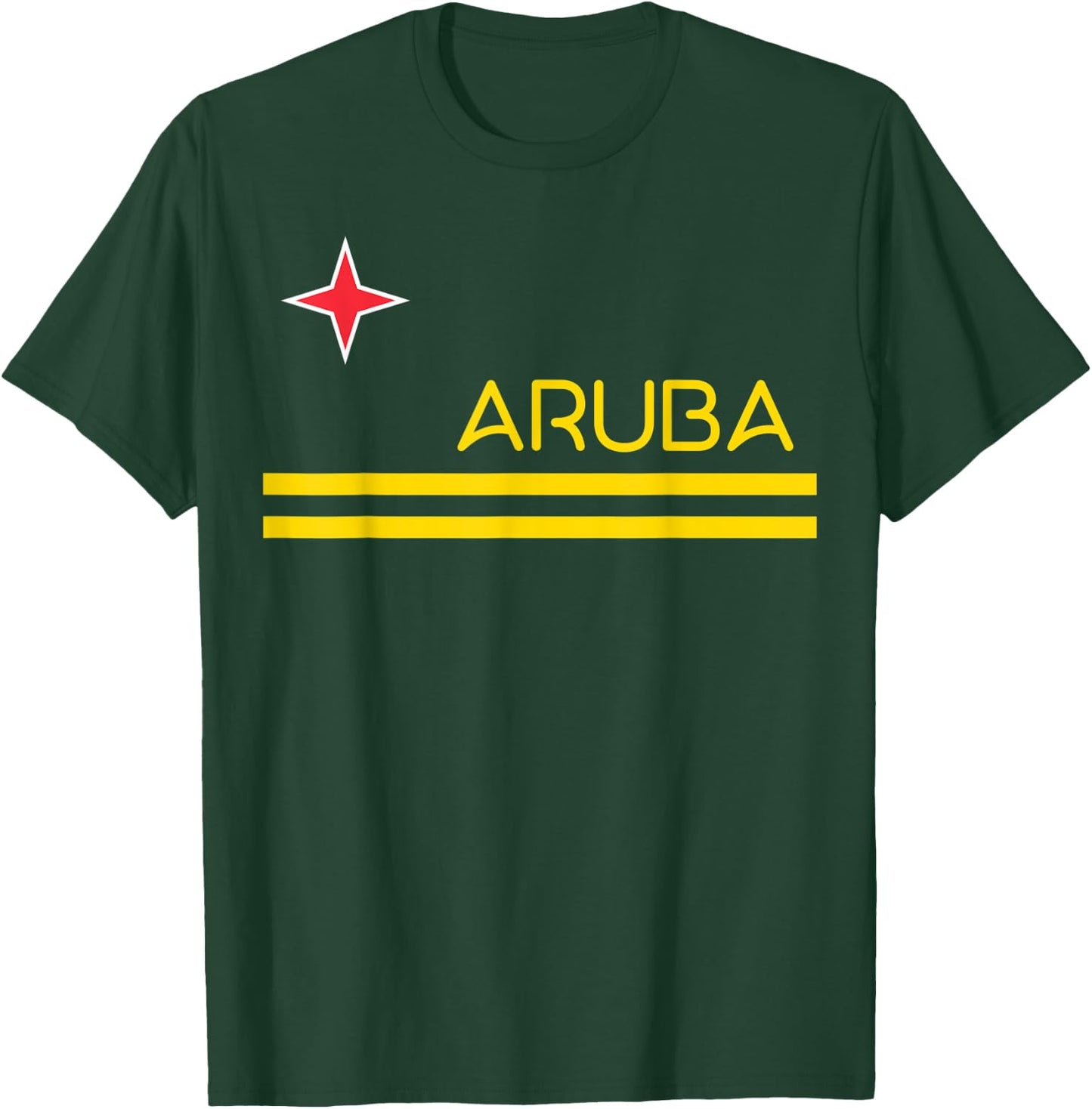 NATIONAL FLAG OF ARUBA ARUBA Flag -Adults Blue Small Classic Fit Cotton Short Sleeve Collarless T-Shirt - T-Shirt | Forest