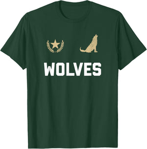 Wolves Soccer Jersey Hat and Kit Co. Vintage Wolves Jersey , -Adults, -Kids, Grey, Small, Short Sleeve, Classic Fit, , Retro Design T-Shirt - T-Shirt | Forest