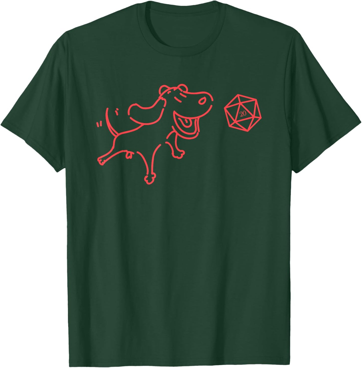 Nerdy Polyhedral D20 Dice Set for Dog Lovers Geeky Women Girls Kids T-Shirt - T-Shirt | Forest