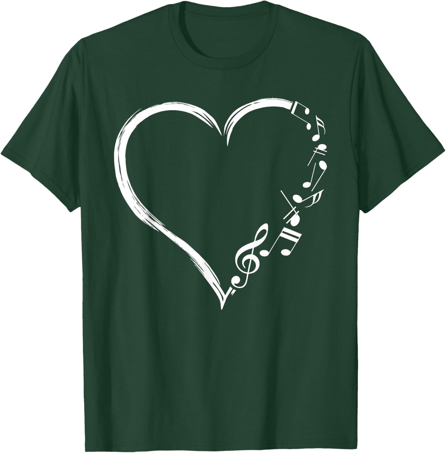 Music Frequency Cute Heart Notes Clef Musicians Music Lover T-Shirt - T-Shirt | Forest