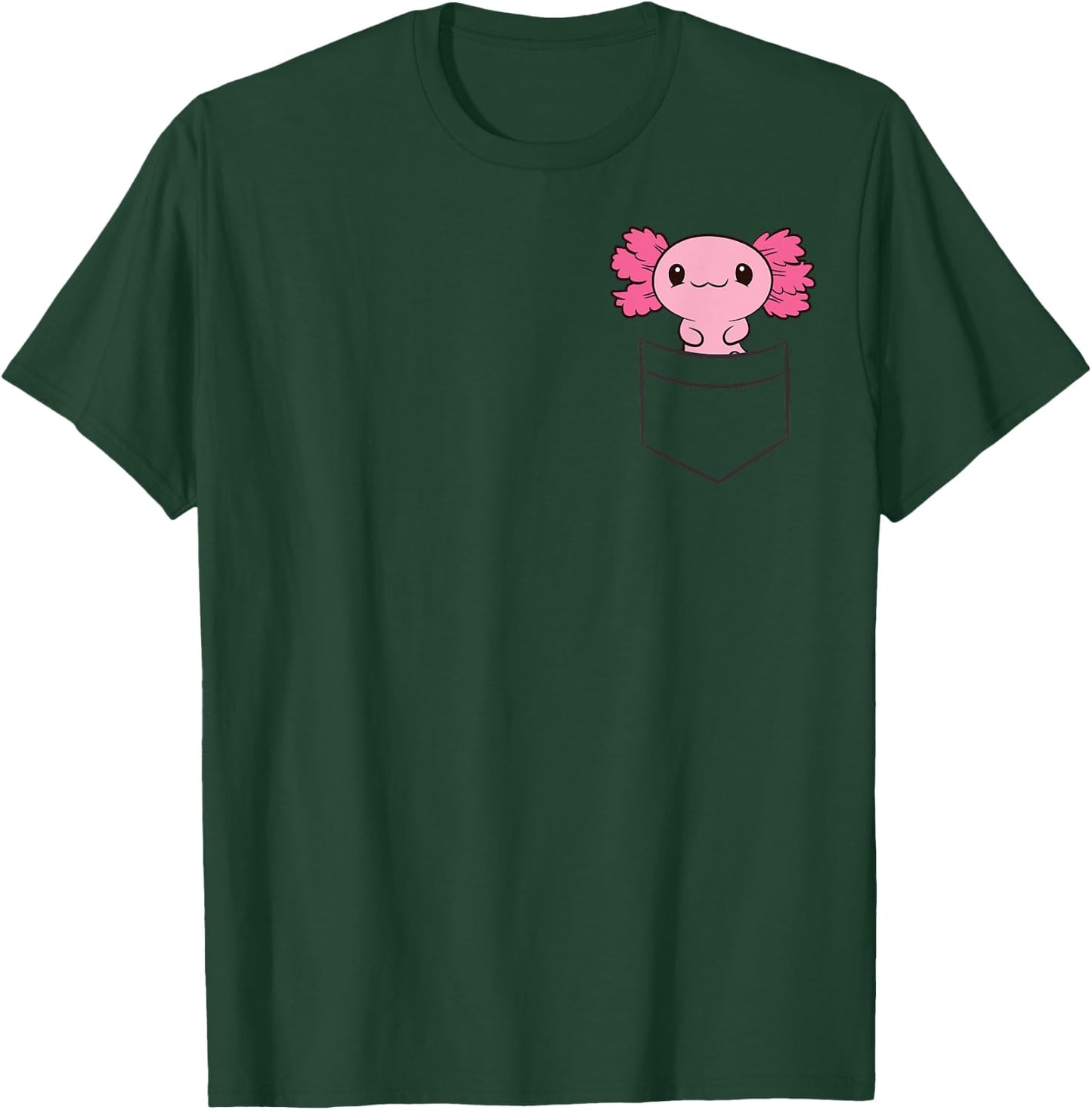 Cute Axolotl Lover Gifts -Adults, -Kids Black Cotton 65%, Polyester 35% Short Sleeve Classic Fit T-Shirt - T-Shirt | Forest