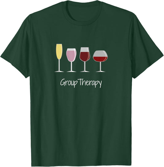 Funny Wine Drinking - Group Therapy T-Shirt - T-Shirt | Forest