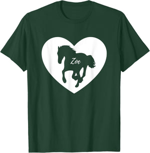 Zoe Horse Lover Shirt for Girls Named Zoe Loves Horses T-Shirt - T-Shirt | Forest