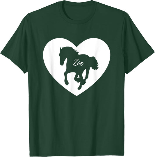 Zoe Horse Lover Shirt for Girls Named Zoe Loves Horses T-Shirt - T-Shirt | Forest