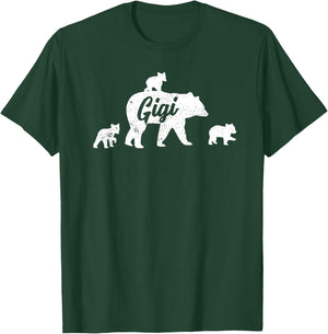 Vintage Gigi Grandma Bear with 3 Cub Mother's Day T-Shirt - T-Shirt | Forest
