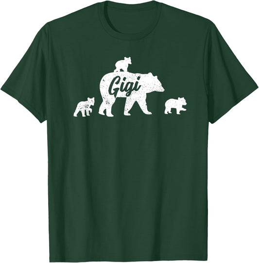 Vintage Gigi Grandma Bear with 3 Cub Mother's Day T-Shirt - T-Shirt | Forest