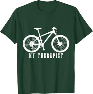 Mountain Bike My Therapist Funny MTB Biker Bicycle Cycling T-Shirt - T-Shirt | Forest