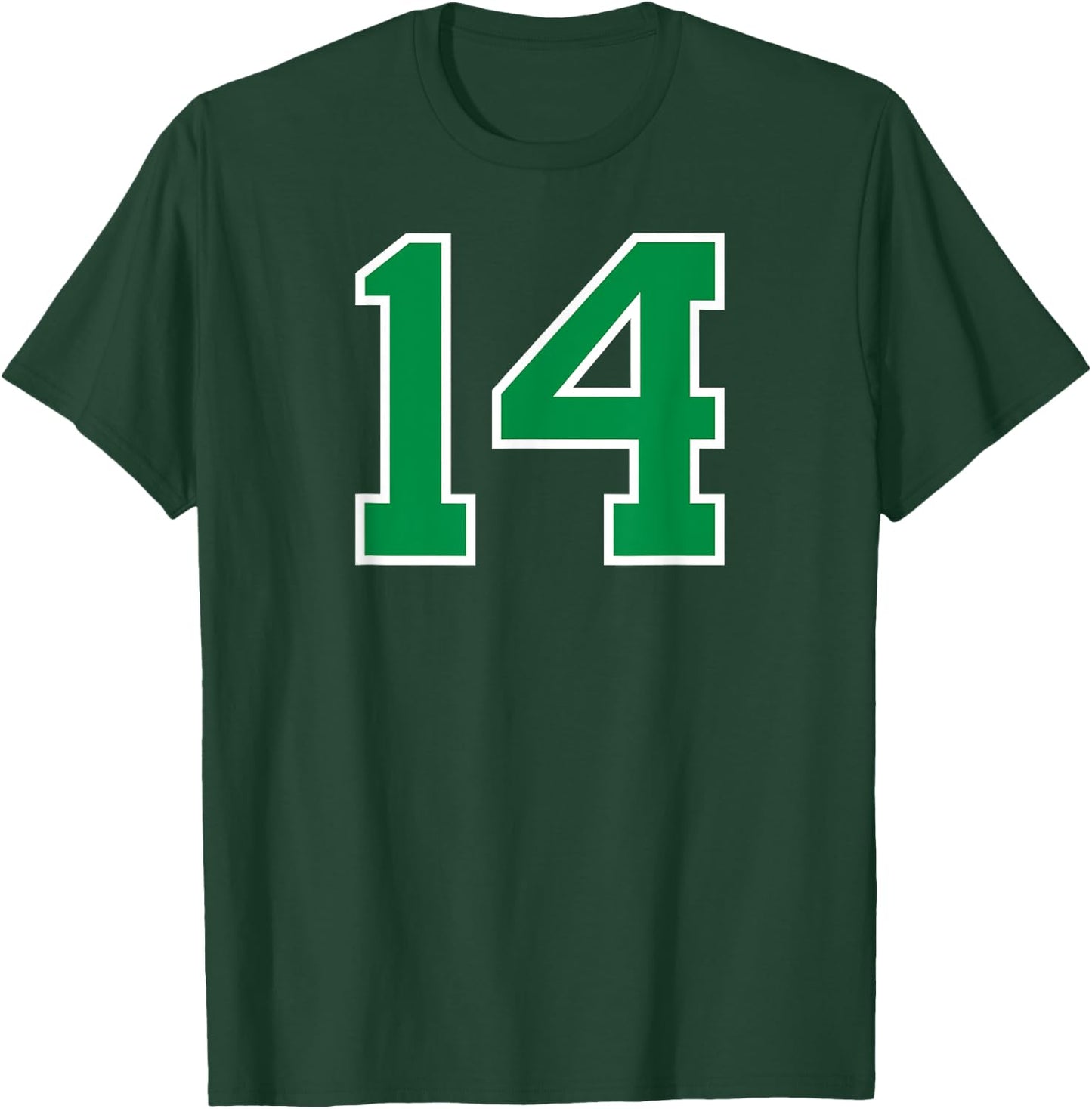 Number #14 Sport Green Number T-Shirt - T-Shirt | Forest