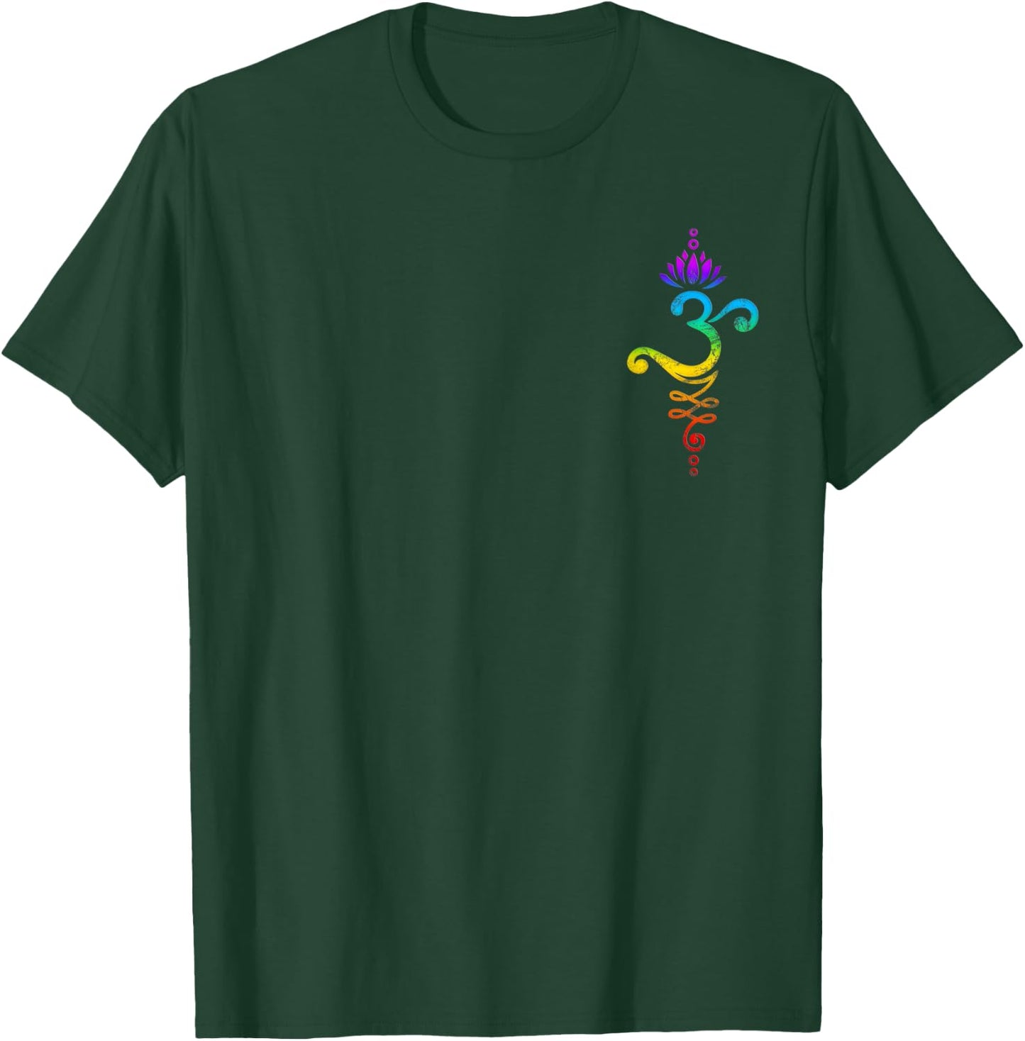 Om Mantra, yoga, symbol, lotus flower, rainbow, chakra T-Shirt - T-Shirt | Forest
