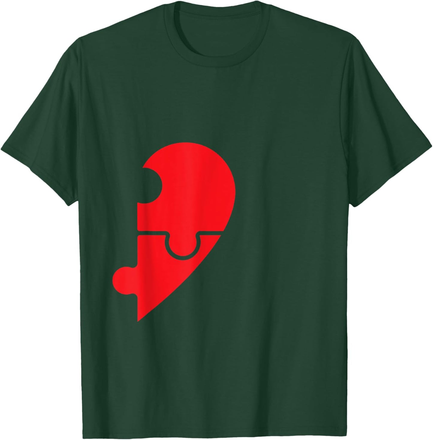 Half Heart Right Hand Side Love Couple Camisa Pareja Ropa T-Shirt - T-Shirt | Forest
