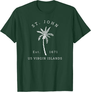 Original St. John Virgin Islands Palm Tree Novelty Art T-Shirt - T-Shirt | Forest