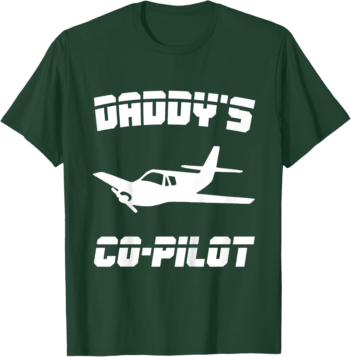 Kids Daddy's Co-pilot Boy Girl Kid Birthday Plane Lover Gift T-Shirt - T-Shirt | Forest