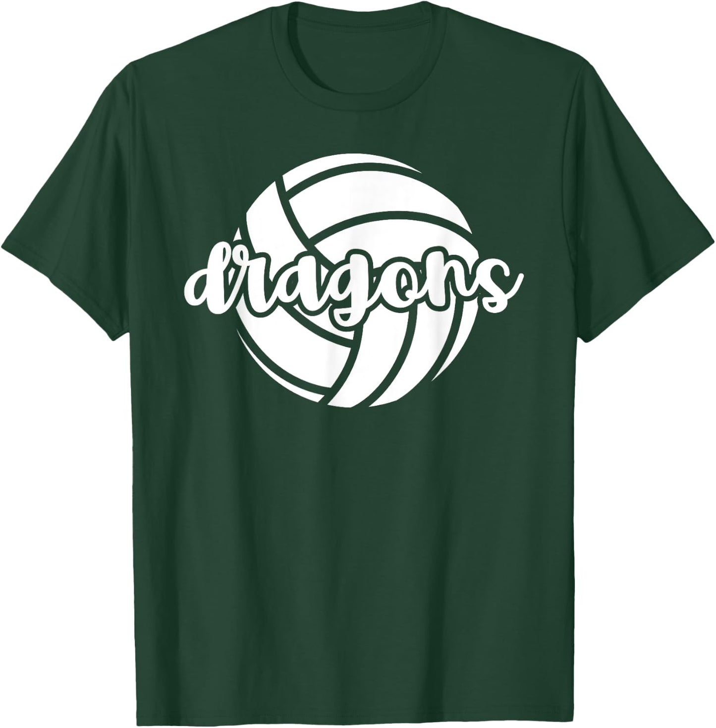 Dragons Volleyball Team Mascot School Spirit Game Night T-Shirt - T-Shirt | Forest