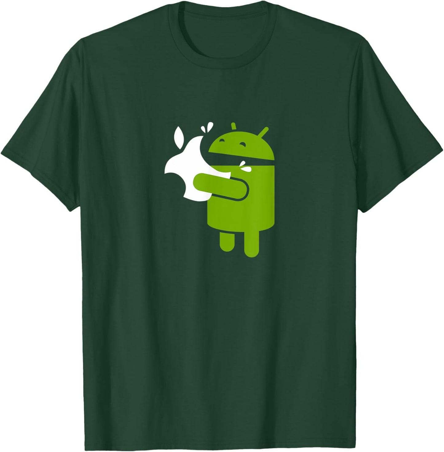Green Robot Eats an Apple | Funny App Developer T-Shirt - T-Shirt | Forest
