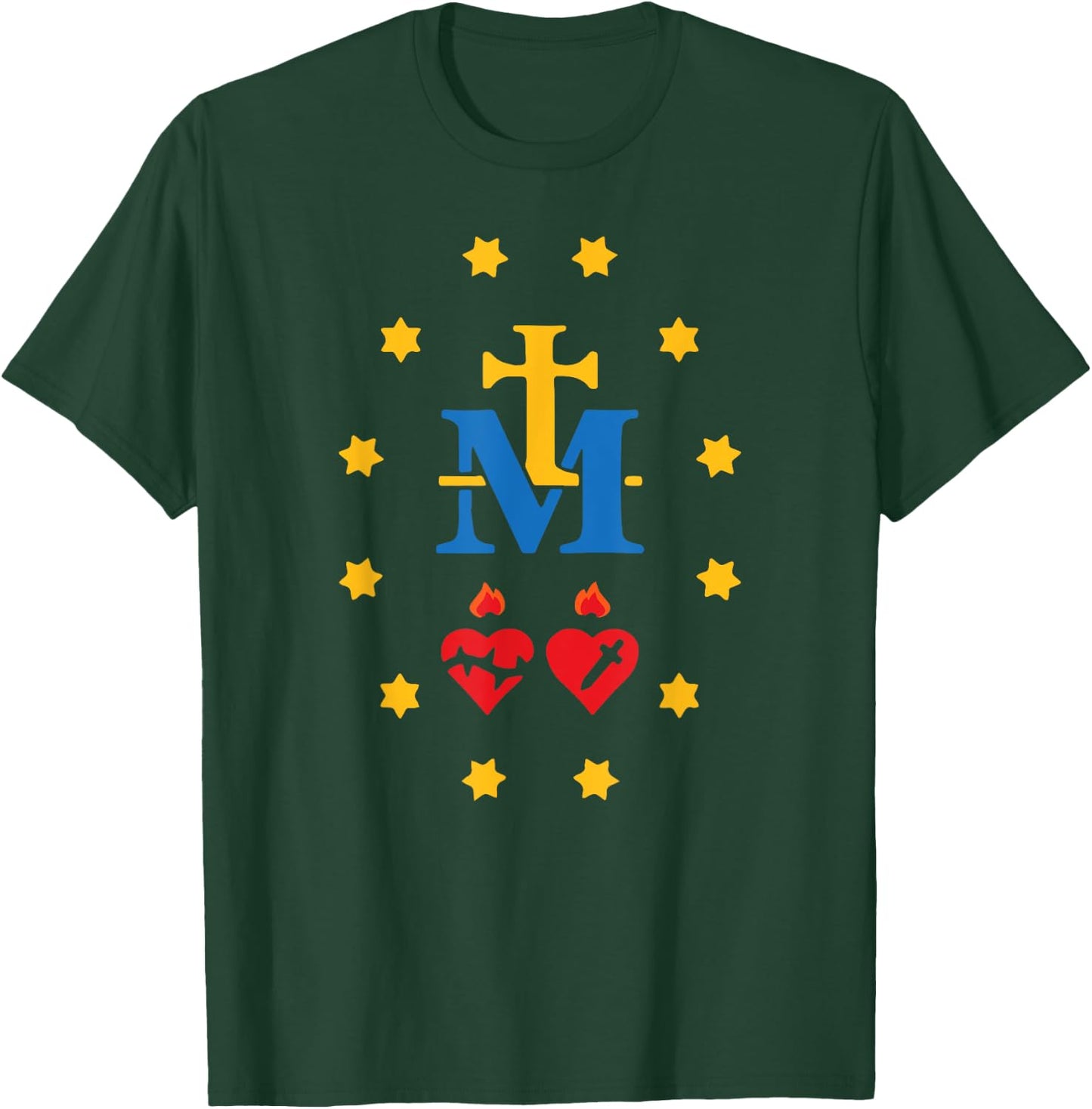 Miraculous Medal Catholic Holy Mary Sacred Heart Jesus T-Shirt - T-Shirt | Forest