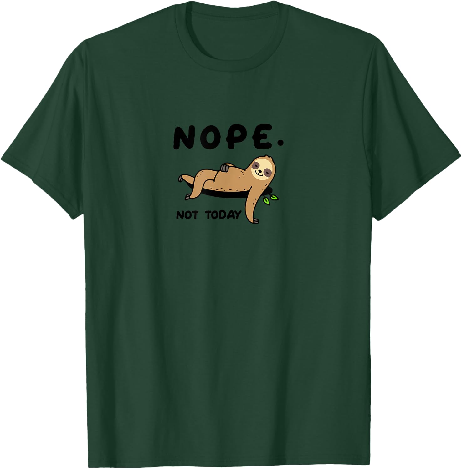 Sloth Life by Teeplicity Nope Not Today Funny Sloth Graphic Grey -Adults -Kids Classic Fit Short Sleeve Cotton 50% Polyester 50% T-Shirt - T-Shirt | Forest