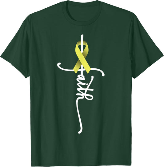 Bone Cancer Faith Sarcoma Bone Cancer Awareness Support July T-Shirt - T-Shirt | Forest