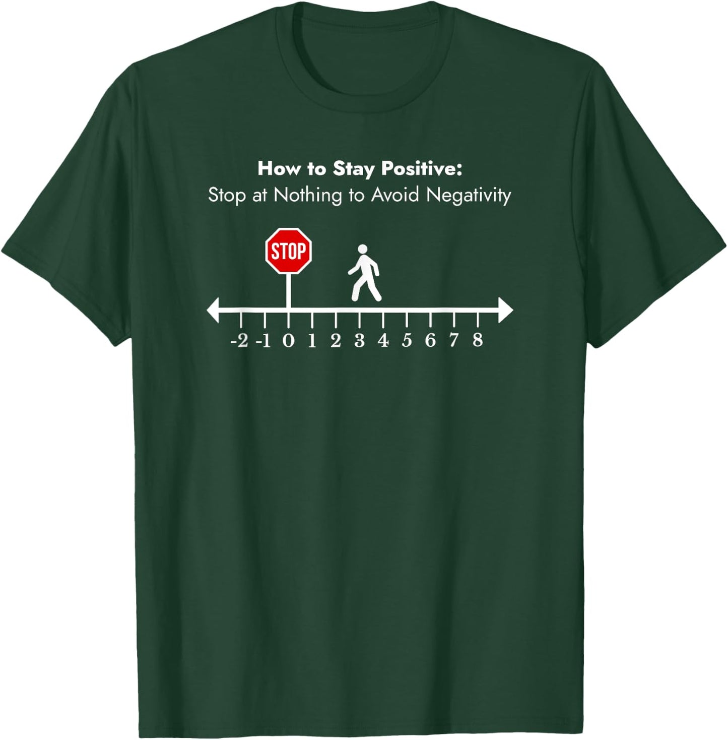 Stay Positive Avoid Negativity Math Teacher Inspiring Pun Men Women Girls Kids T-Shirt - T-Shirt | Forest