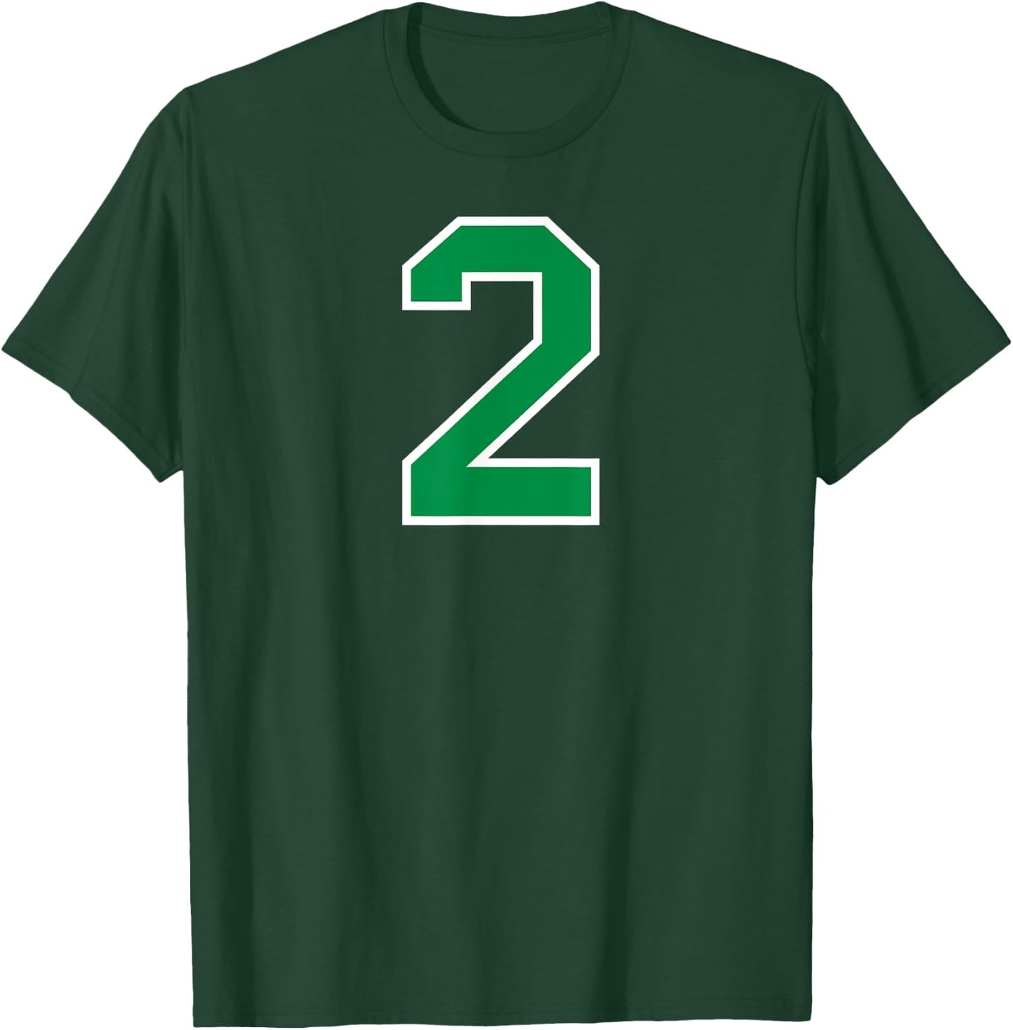 Number #2 Sport Green Varsity Number T-Shirt - T-Shirt | Forest