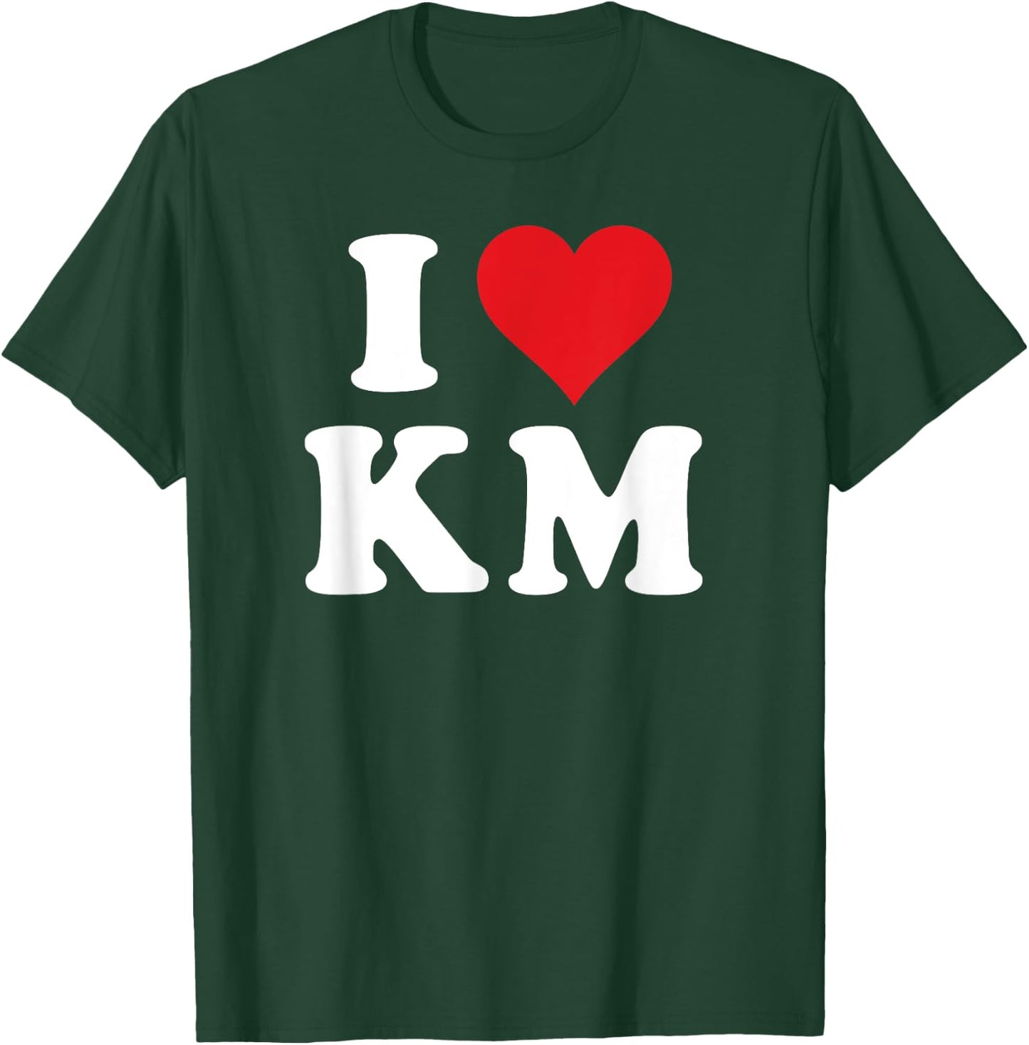 I Love KM Initials I Heart K.M. First Last Name K M T-Shirt - T-Shirt | Forest