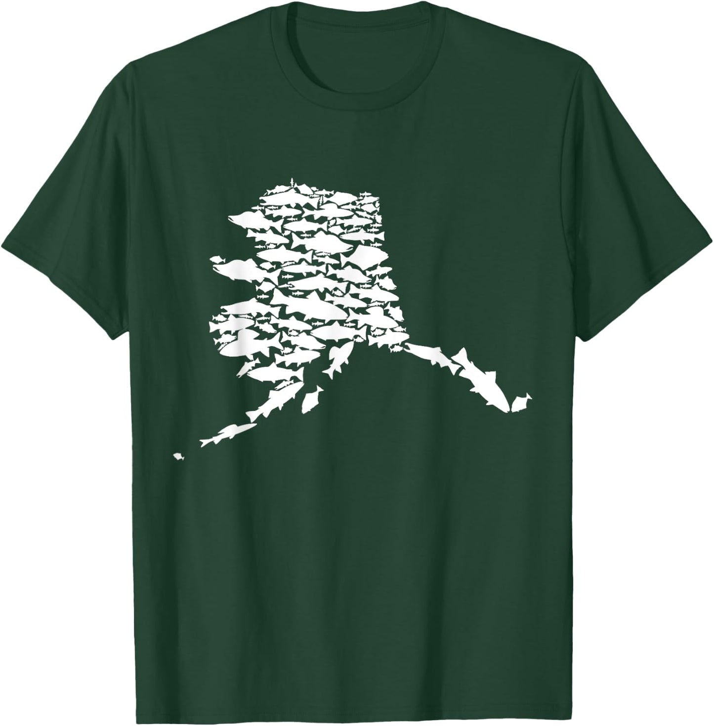 Alaskan Fish Alaska State Made of Wild Salmon Halibut Trout T-Shirt - T-Shirt | Forest