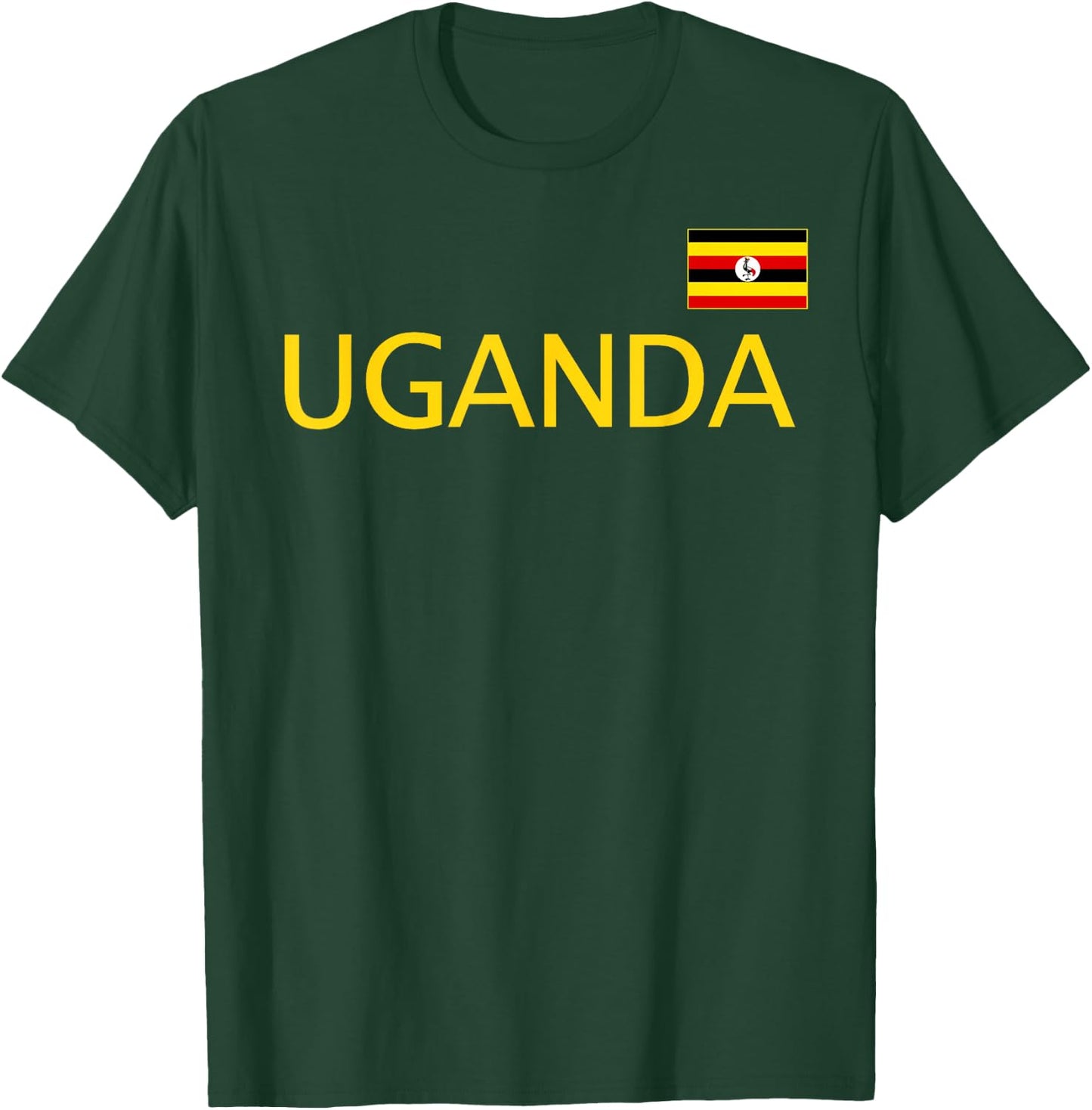 Uganda Flag Sports Football Soccer Athletic Jersey Style T-Shirt - T-Shirt | Forest