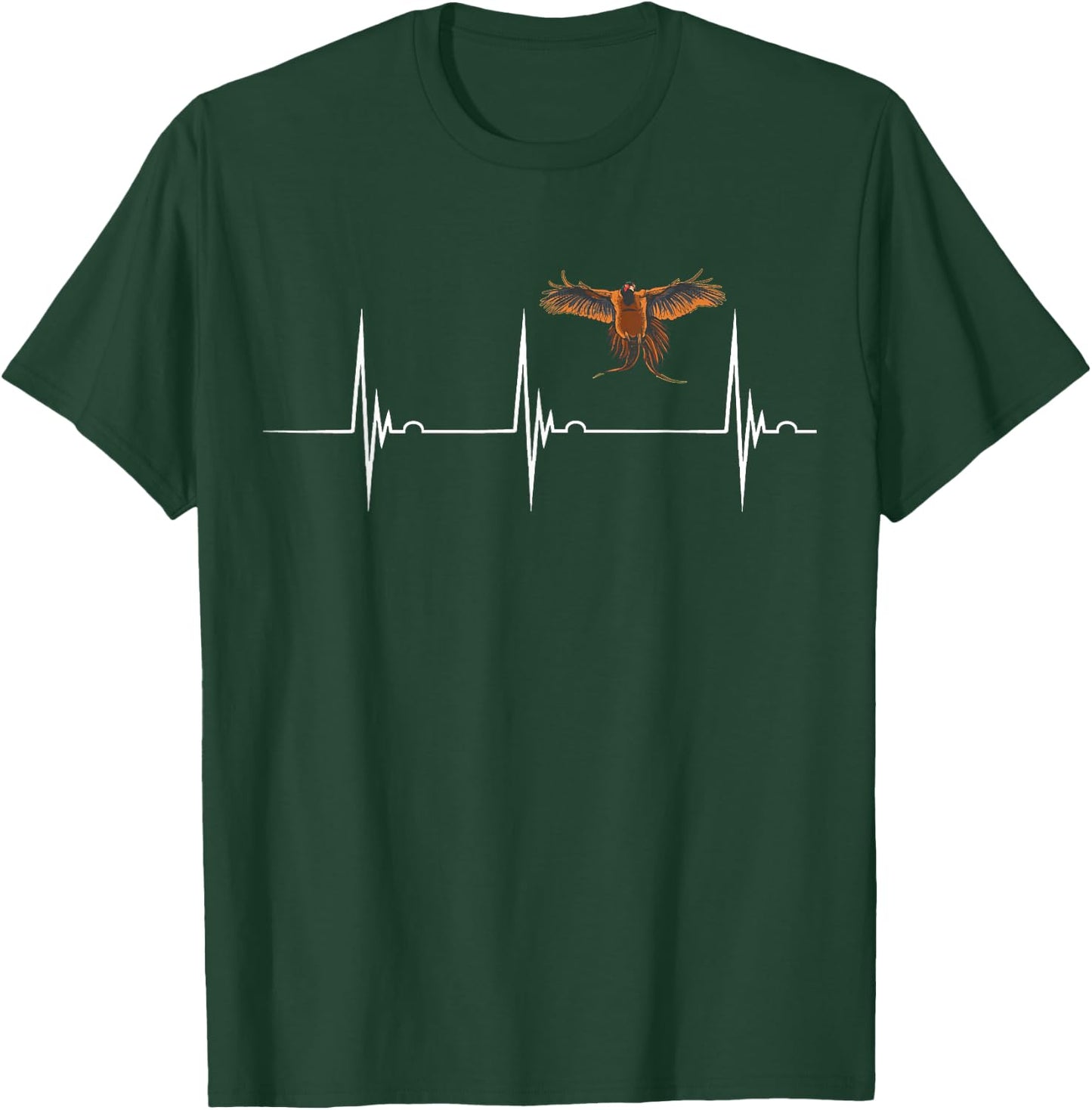 Pheasant Hunting Heartbeat EKG Pulse Pheasant Bird Hunter T-Shirt - T-Shirt | Forest