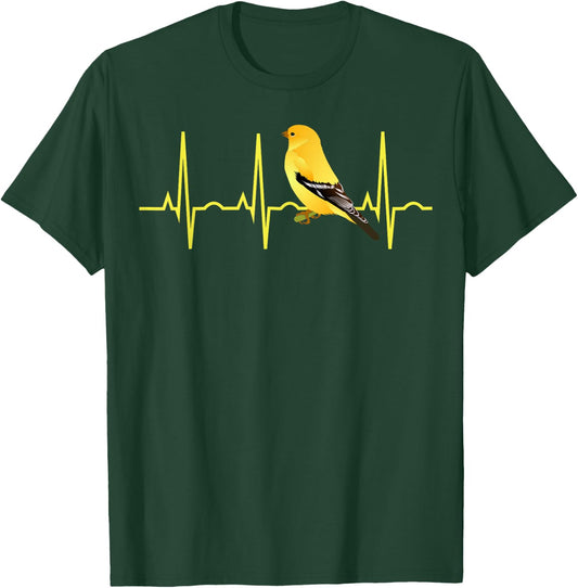 Goldfinch Shirt Goldfinch Heartbeat Gift Bird Lovers T-Shirt - T-Shirt | Forest