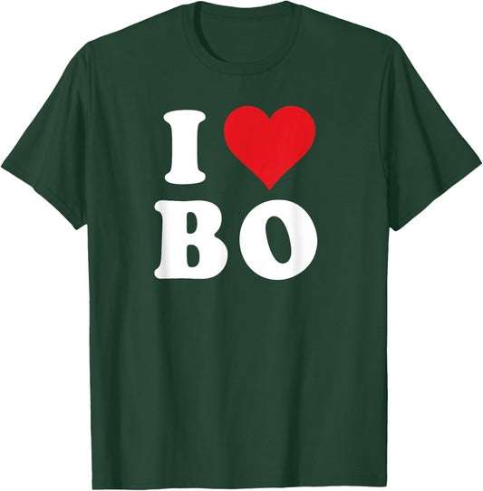 I Heart BO Initials I Love B.O. First And Last Name B O T-Shirt - T-Shirt | Forest