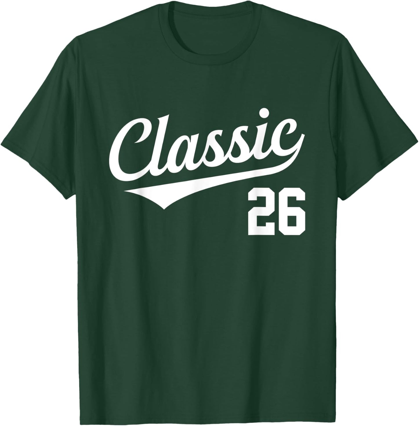 Baseball Jersey Style Birthday Classic Age 26 T-Shirt - T-Shirt | Forest