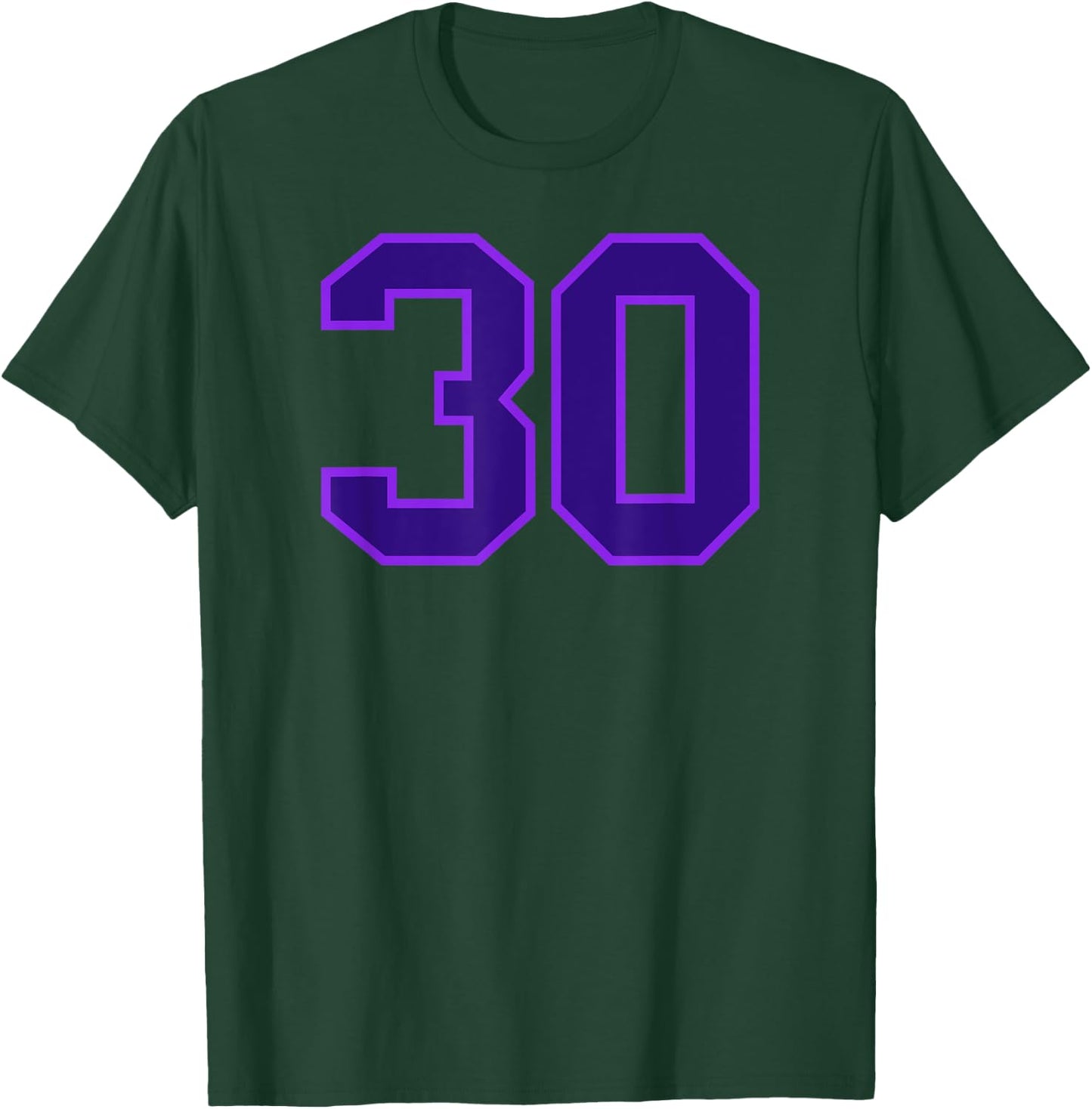 Number #30 Purple Sports Team Varsity Number T-Shirt - T-Shirt | Forest