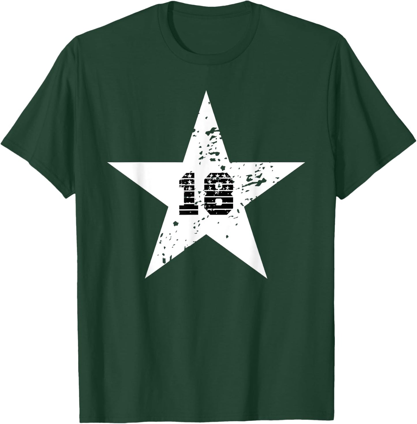 Number #18 Sport White Star Number T-Shirt - T-Shirt | Forest