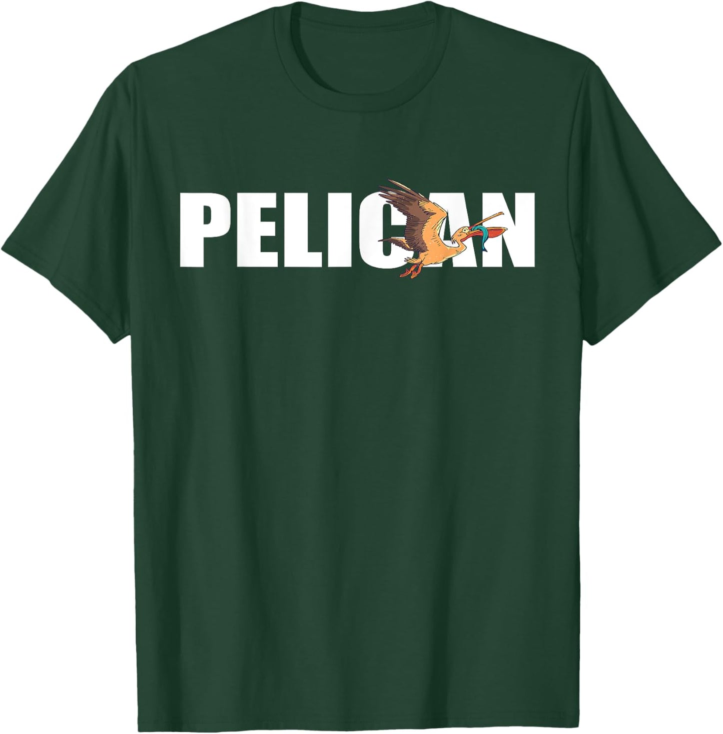Pelican Fish Catch Tropical Bird Animal Pelican Bird Lover T-Shirt - T-Shirt | Forest