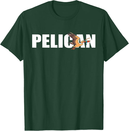 Pelican Fish Catch Tropical Bird Animal Pelican Bird Lover T-Shirt - T-Shirt | Forest