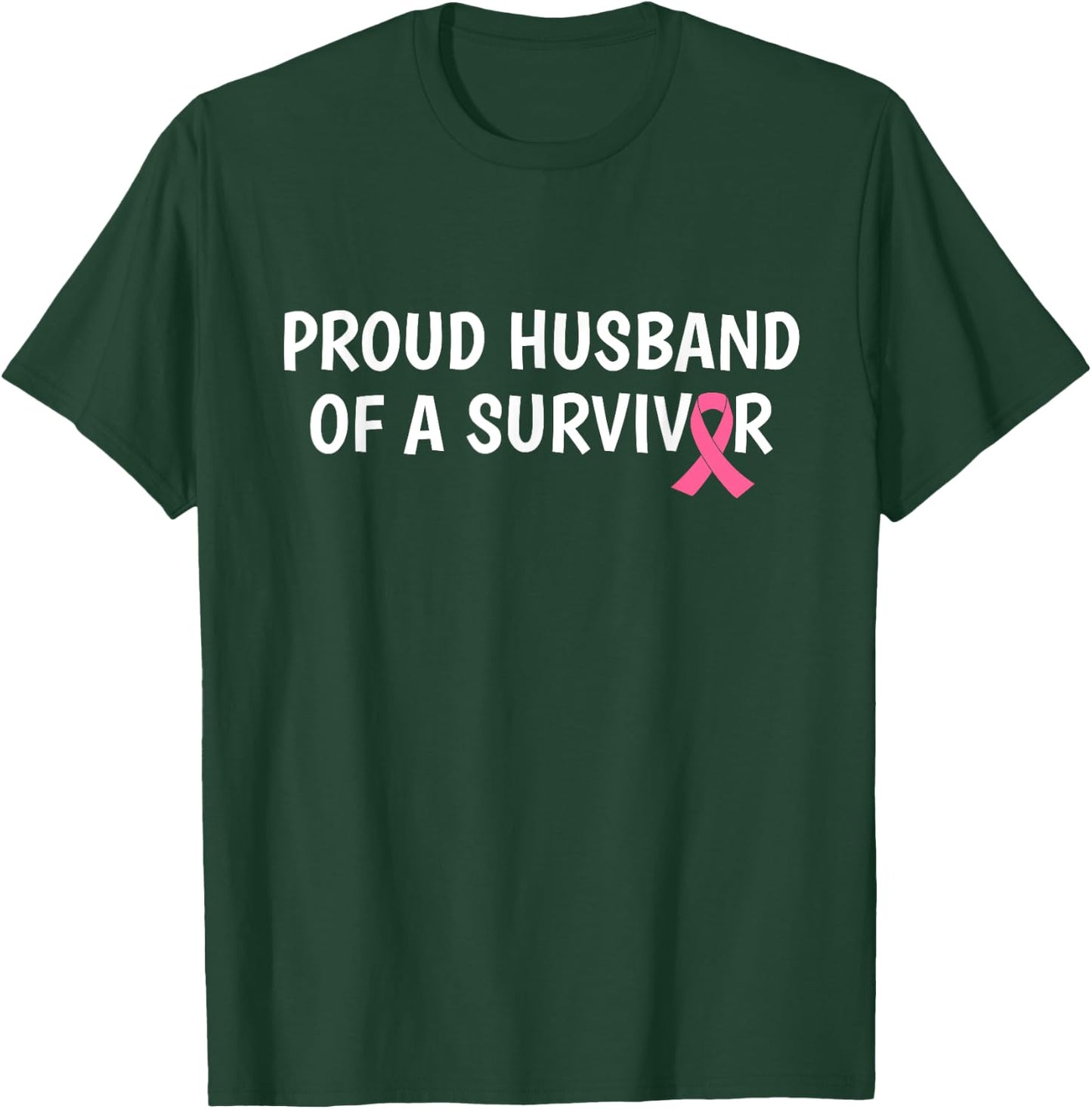 Breast Cancer Proud Husband of Survivor Gift T-Shirt - T-Shirt | Forest
