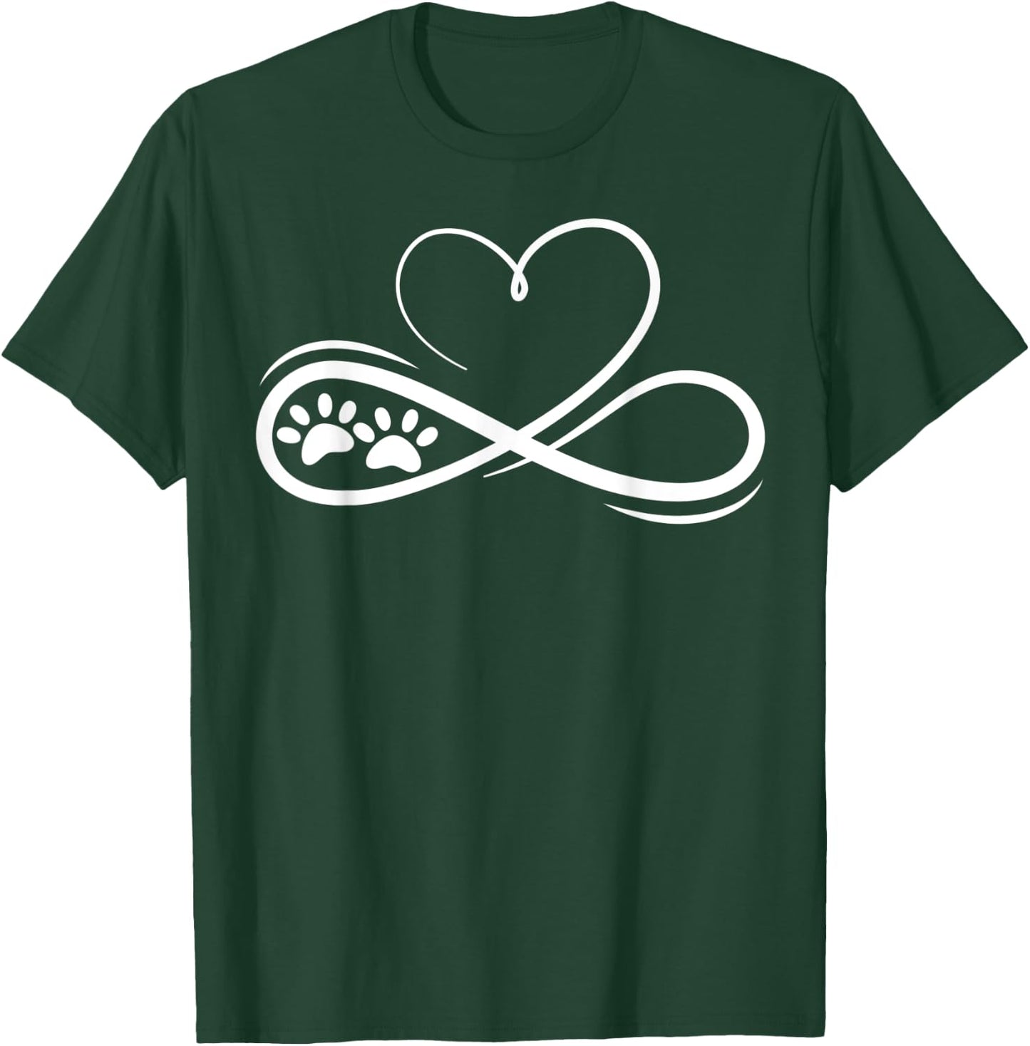 Pawprints Infinite Love Heart Infinity Symbol Design T-Shirt - T-Shirt | Forest