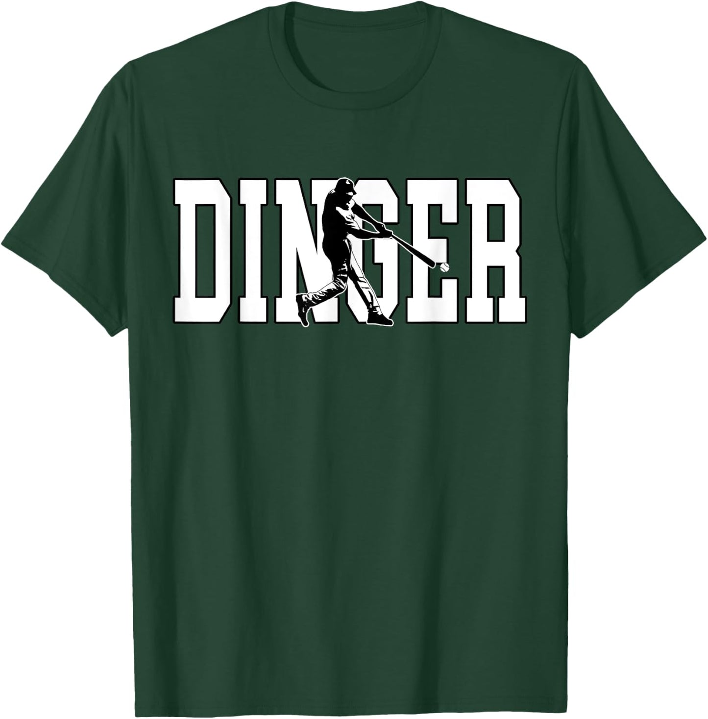 Dinger Get Out Ball Baseball Home Run Bomb Squad Hitter T-Shirt - T-Shirt | Forest